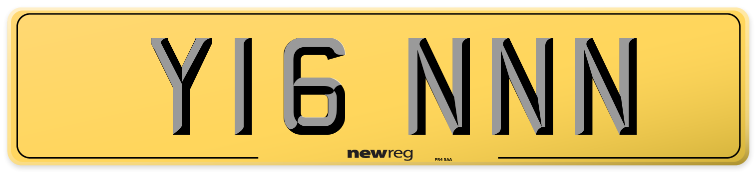 Y16 NNN Rear Number Plate