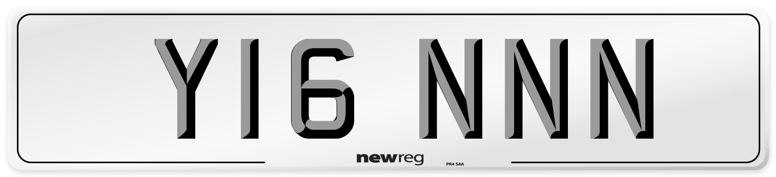 Y16 NNN Front Number Plate