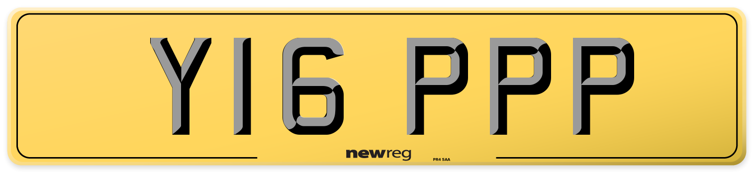 Y16 PPP Rear Number Plate