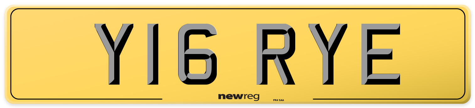 Y16 RYE Rear Number Plate