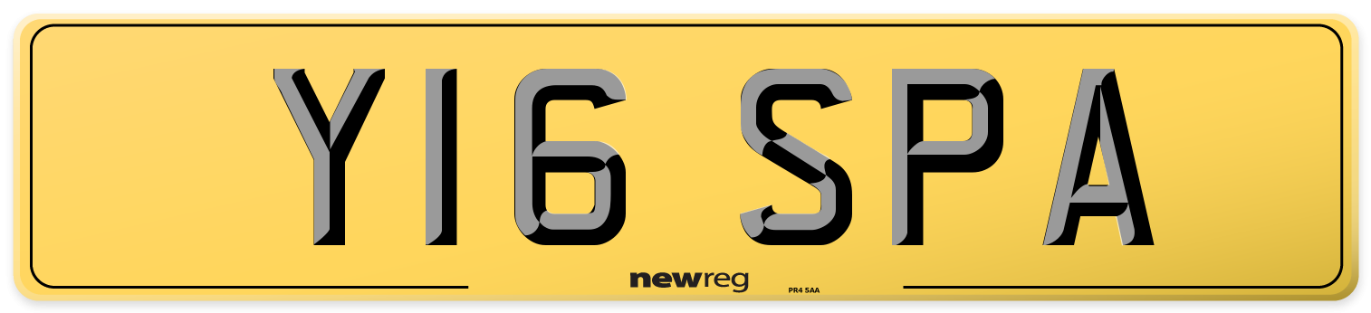 Y16 SPA Rear Number Plate