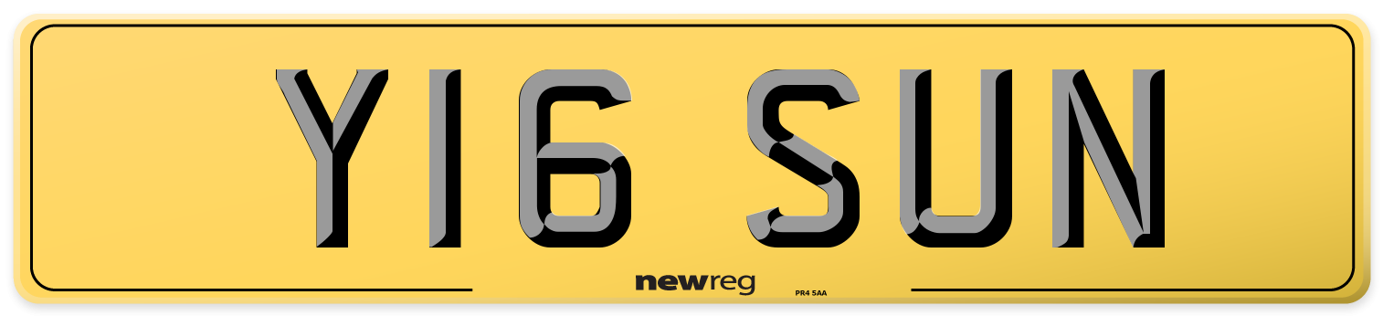Y16 SUN Rear Number Plate