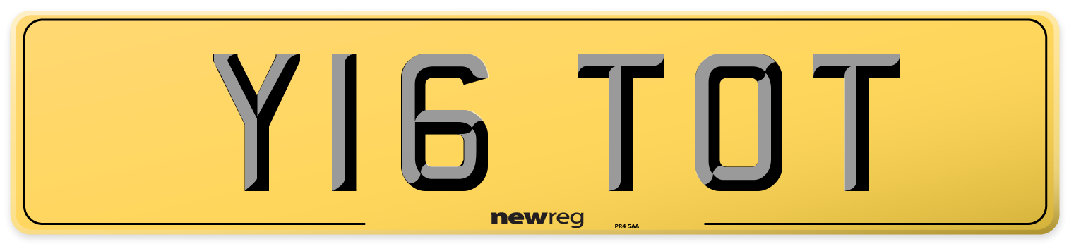 Y16 TOT Rear Number Plate