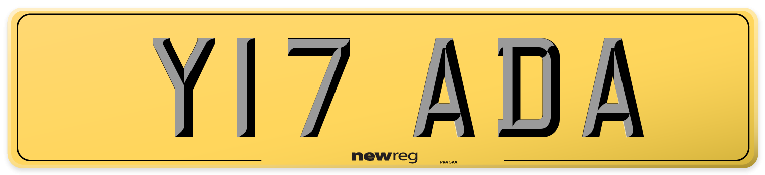 Y17 ADA Rear Number Plate