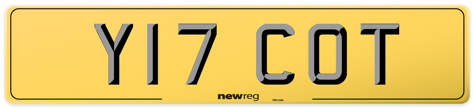 Y17 COT Rear Number Plate