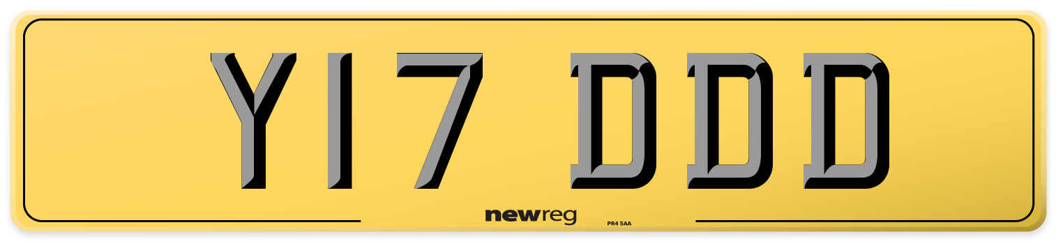 Y17 DDD Rear Number Plate