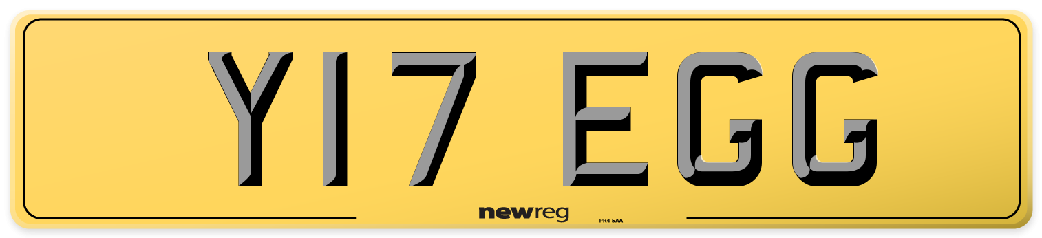 Y17 EGG Rear Number Plate