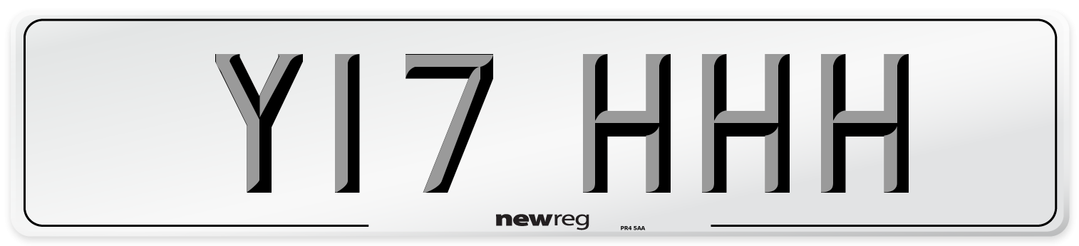 Y17 HHH Front Number Plate