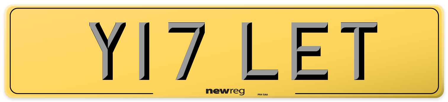 Y17 LET Rear Number Plate
