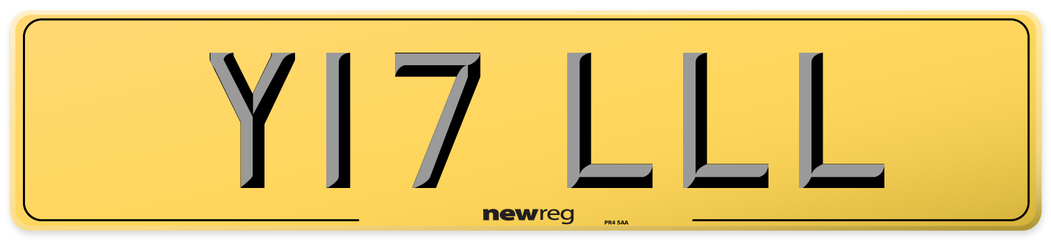 Y17 LLL Rear Number Plate