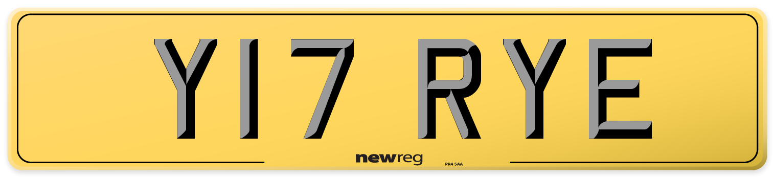Y17 RYE Rear Number Plate