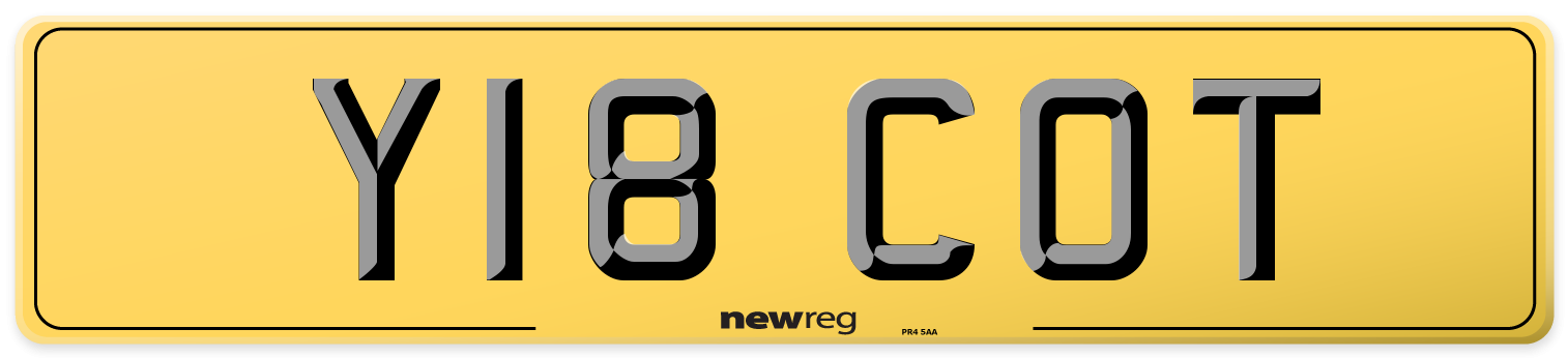 Y18 COT Rear Number Plate