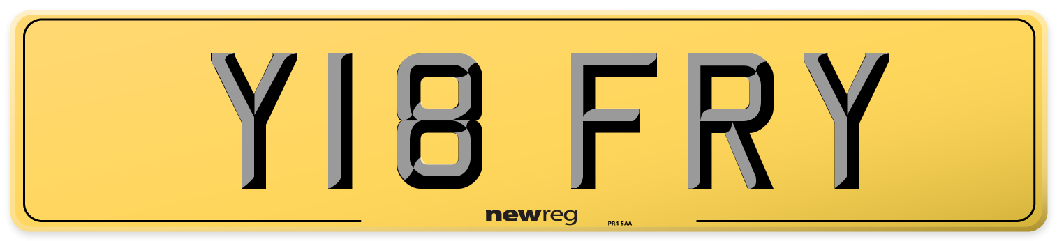 Y18 FRY Rear Number Plate