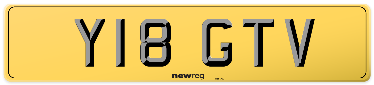 Y18 GTV Rear Number Plate