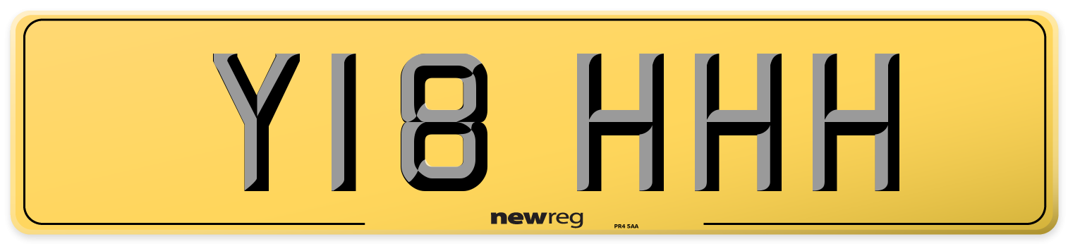 Y18 HHH Rear Number Plate