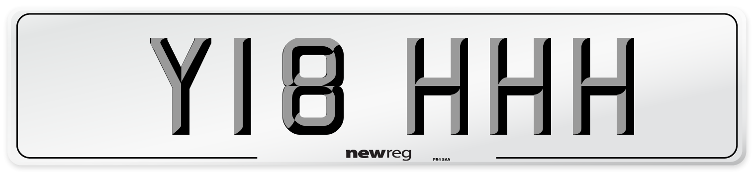 Y18 HHH Front Number Plate
