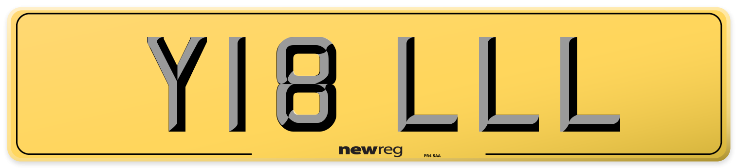 Y18 LLL Rear Number Plate