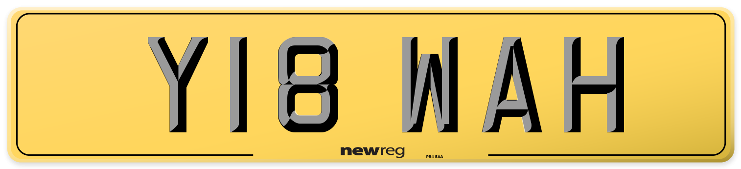 Y18 WAH Rear Number Plate