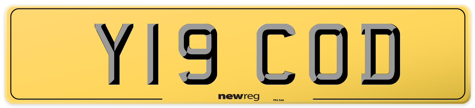 Y19 COD Rear Number Plate