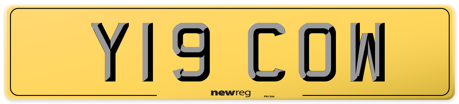 Y19 COW Rear Number Plate
