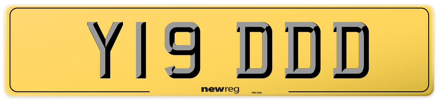 Y19 DDD Rear Number Plate