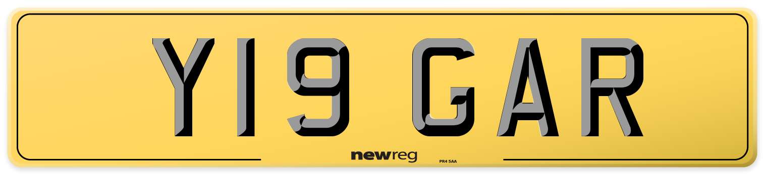 Y19 GAR Rear Number Plate