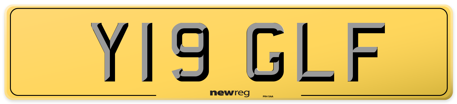 Y19 GLF Rear Number Plate