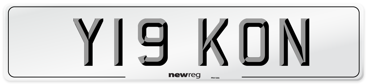 Y19 KON Front Number Plate