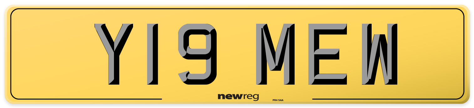 Y19 MEW Rear Number Plate