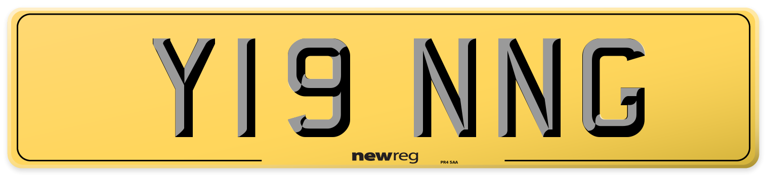 Y19 NNG Rear Number Plate