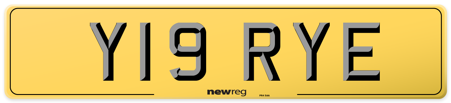 Y19 RYE Rear Number Plate
