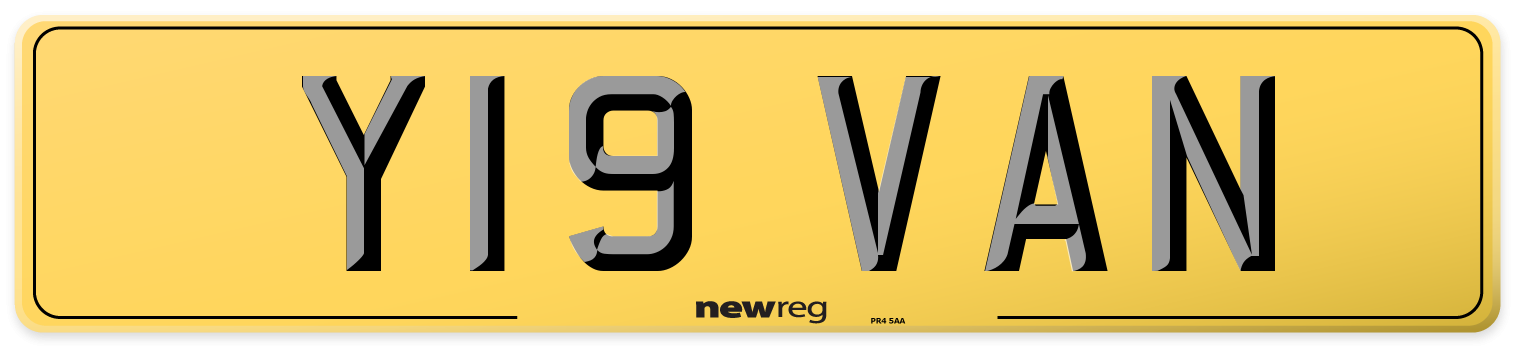 Y19 VAN Rear Number Plate