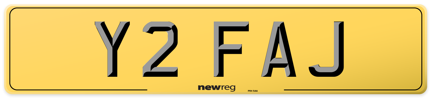 Y2 FAJ Rear Number Plate