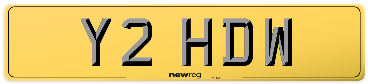 Y2 HDW Rear Number Plate