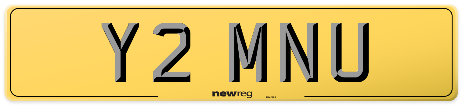 Y2 MNU Rear Number Plate