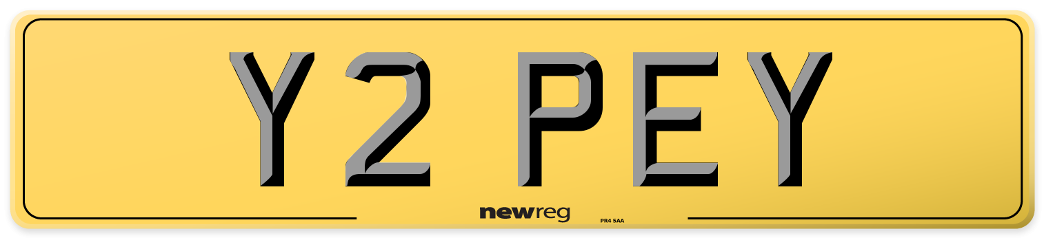 Y2 PEY Rear Number Plate