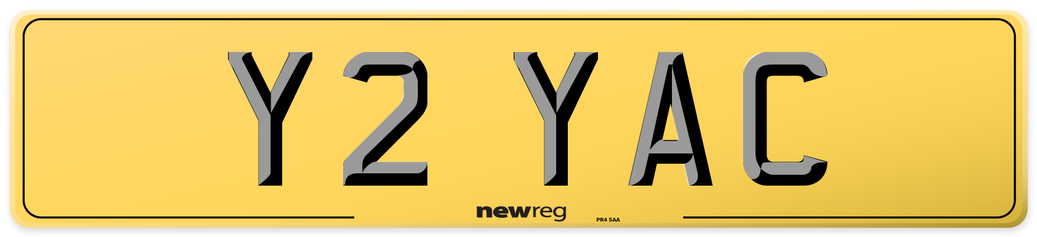 Y2 YAC Rear Number Plate