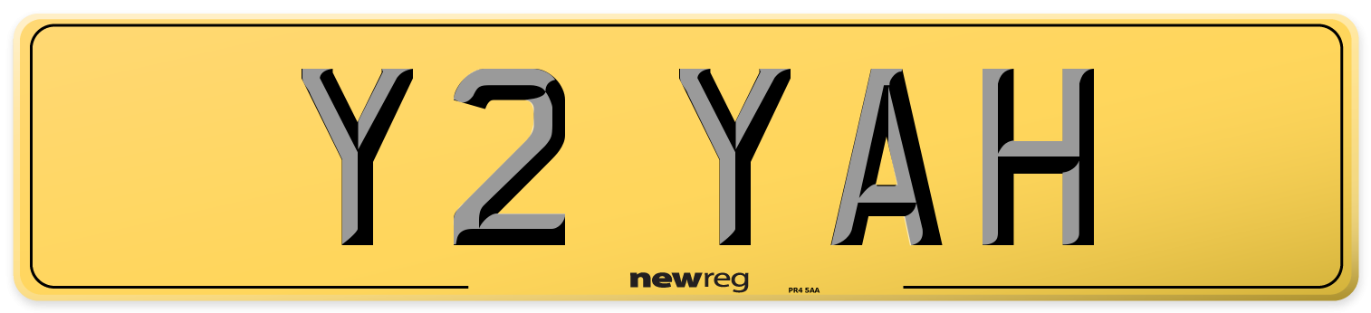 Y2 YAH Rear Number Plate
