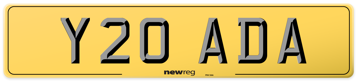 Y20 ADA Rear Number Plate