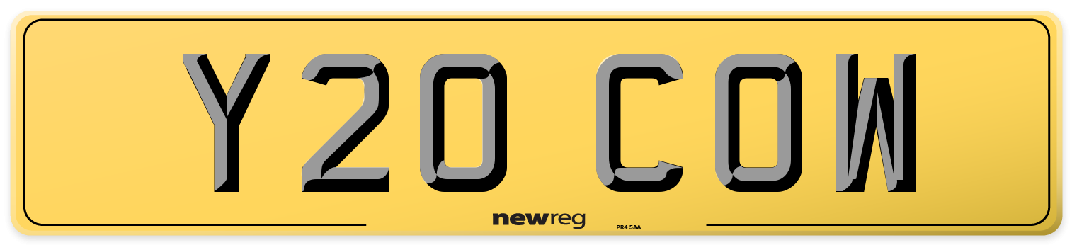 Y20 COW Rear Number Plate