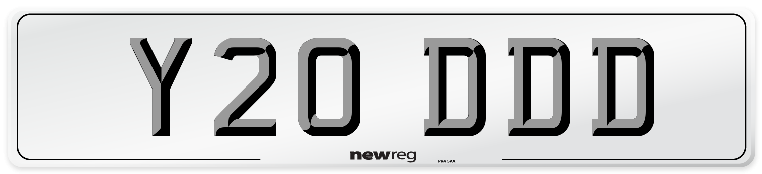 Y20 DDD Front Number Plate