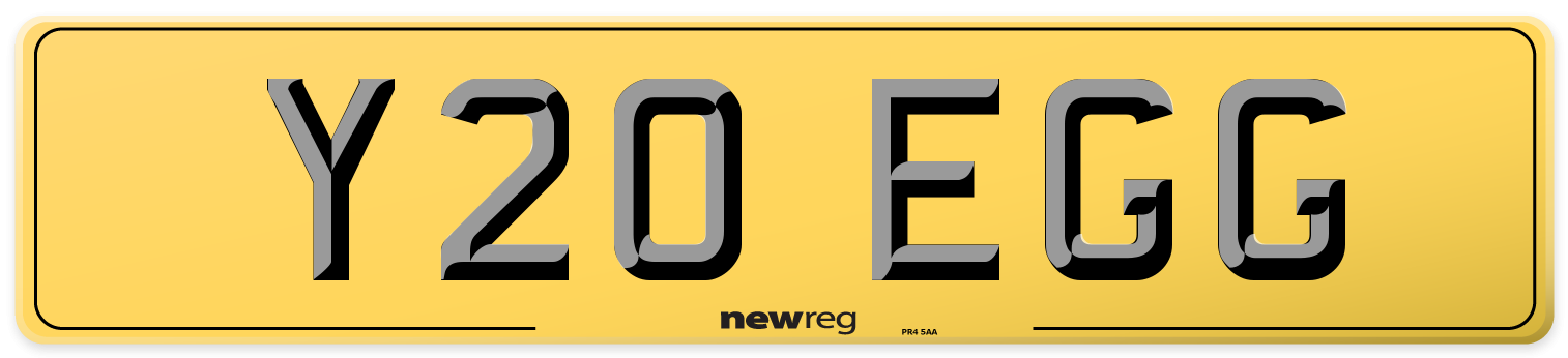 Y20 EGG Rear Number Plate
