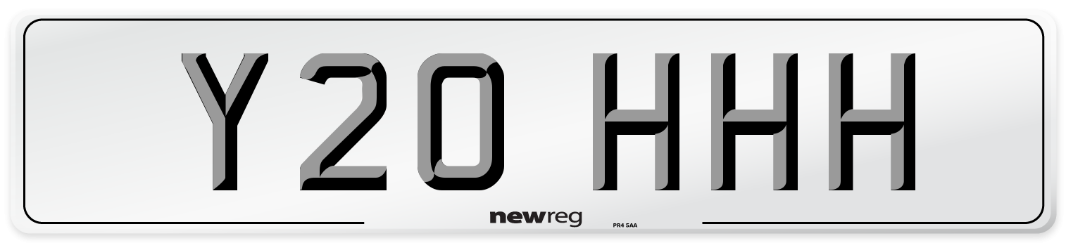 Y20 HHH Front Number Plate