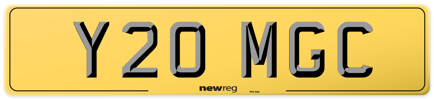 Y20 MGC Rear Number Plate