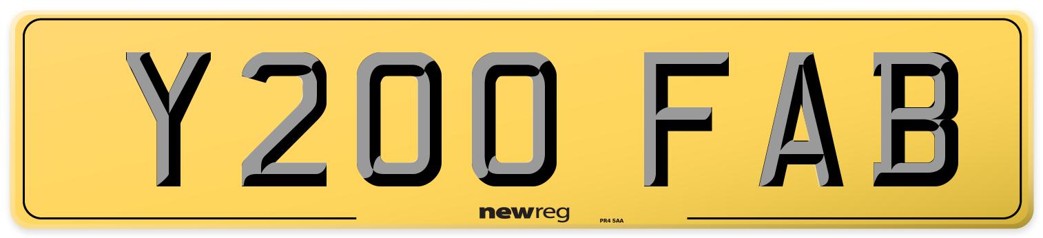 Y200 FAB Rear Number Plate
