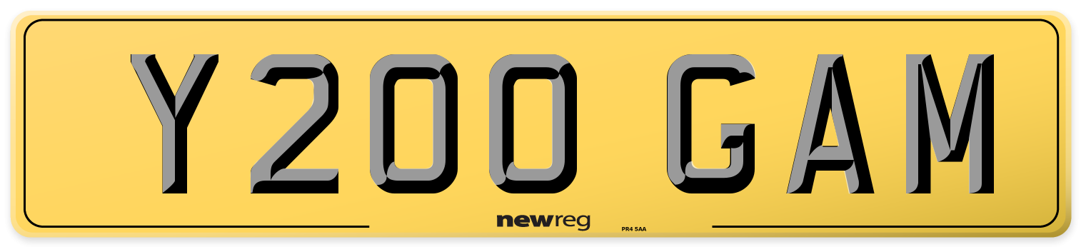 Y200 GAM Rear Number Plate