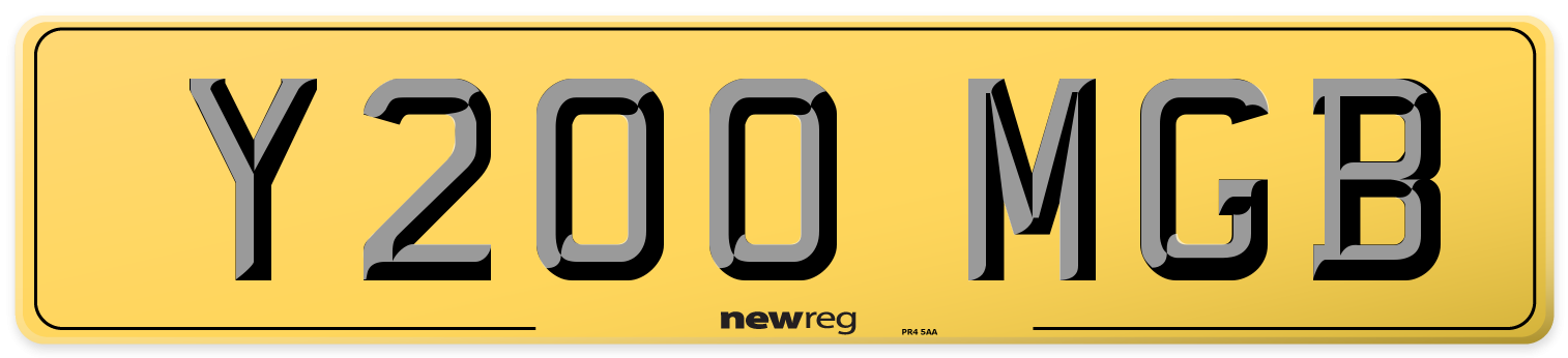 Y200 MGB Rear Number Plate