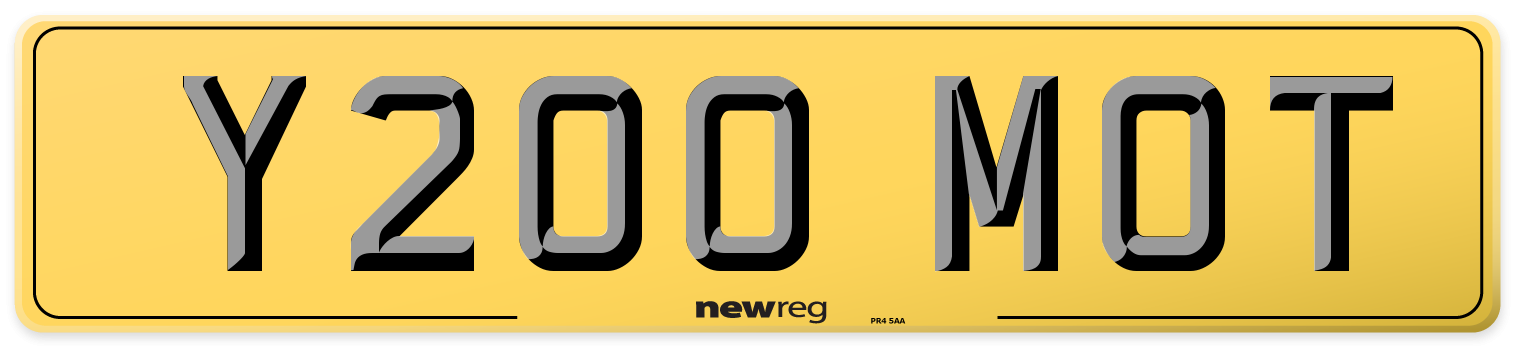 Y200 MOT Rear Number Plate