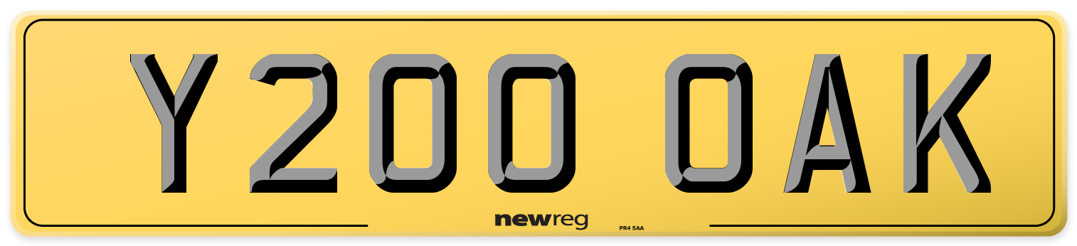 Y200 OAK Rear Number Plate