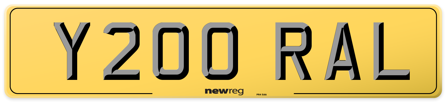 Y200 RAL Rear Number Plate